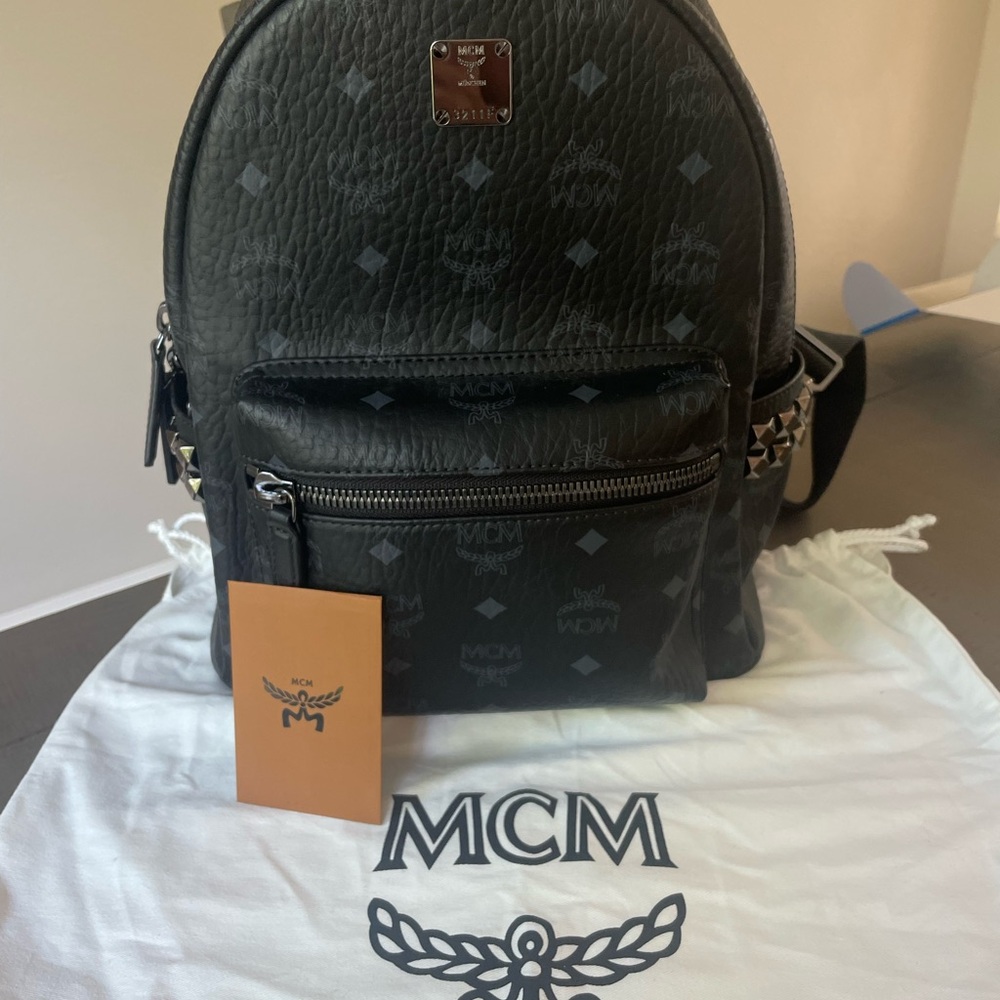MCM Black Monogram Backpack